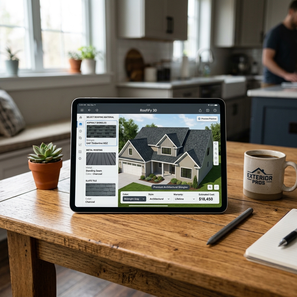 CurbClose interactive 3D rendering running on an iPad Pro, replacing the traditional presentation folder.
